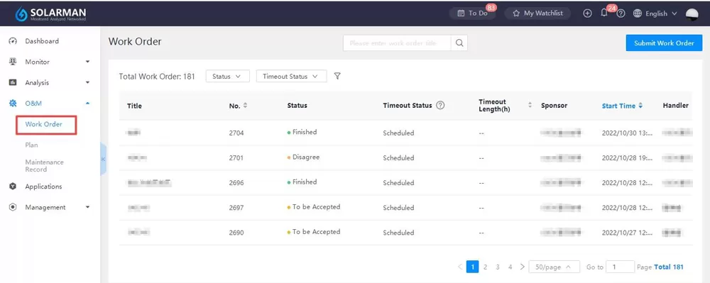 SOLARMAN Business——O&M Work Order